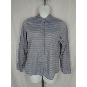 Sundance Stripe Button Up Shirt Size 10 Semi Sheer Long Sleeve